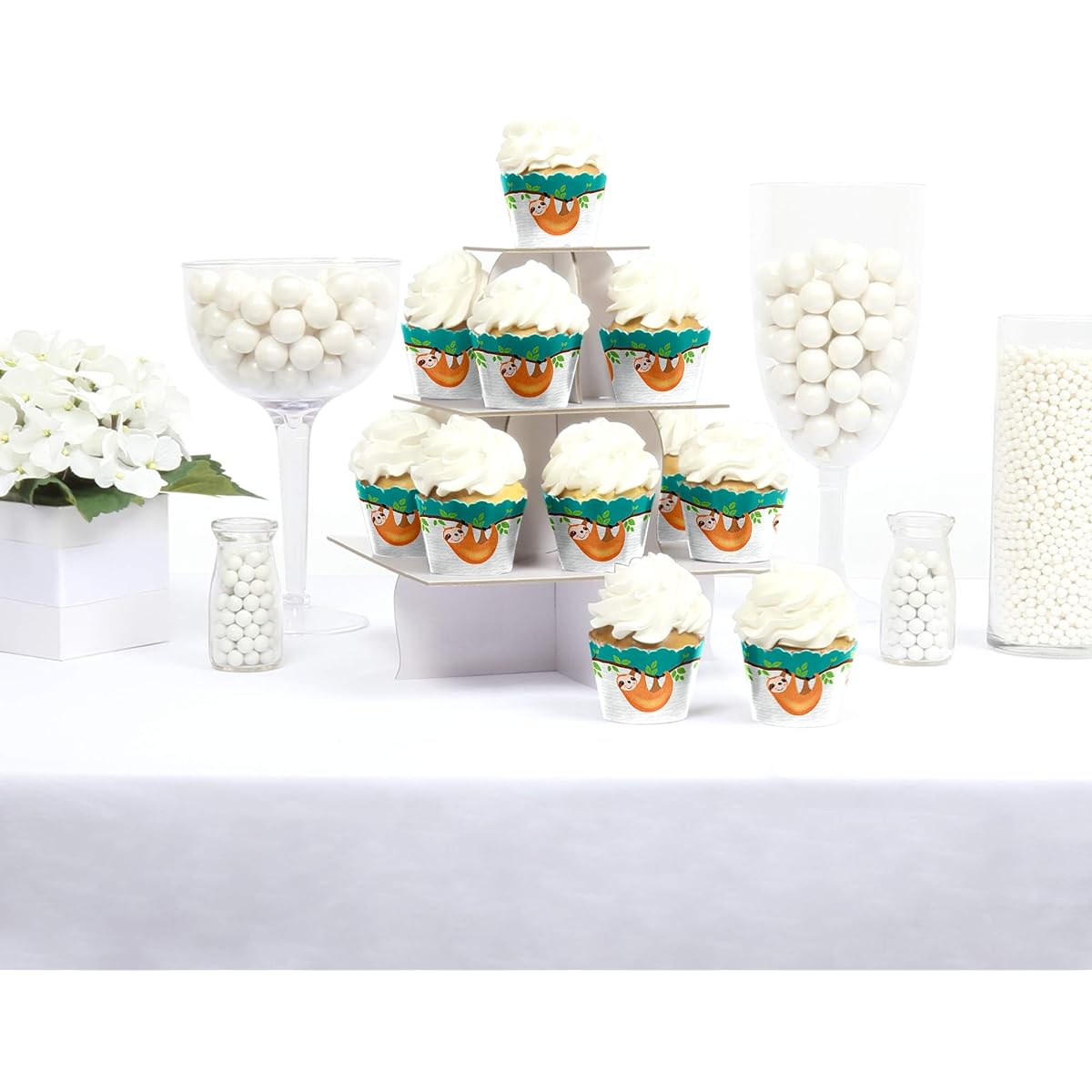Let's Hang Sloth Baby Shower Birthday Party Decorations Party Cupcake Wrapper Set of 12