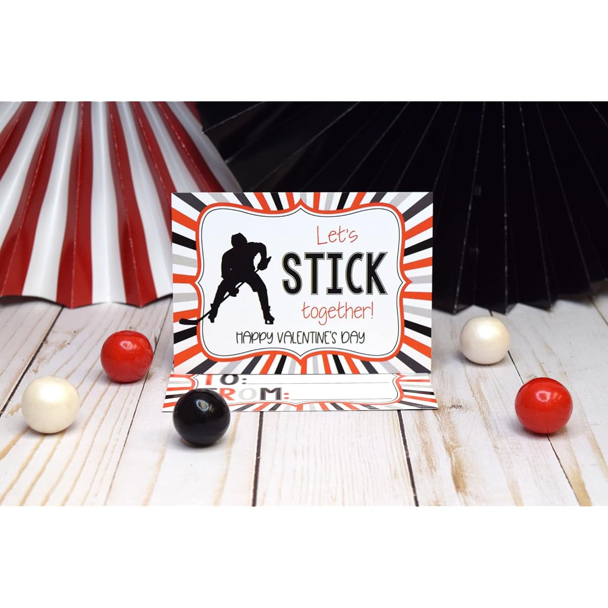 AmandaCreation Hockey Theme Valentine's Day Cards for Kids to Give to Friends and Classmates - 3.5" x 5" Fill-In Cards - No Envelopes - 30 Count