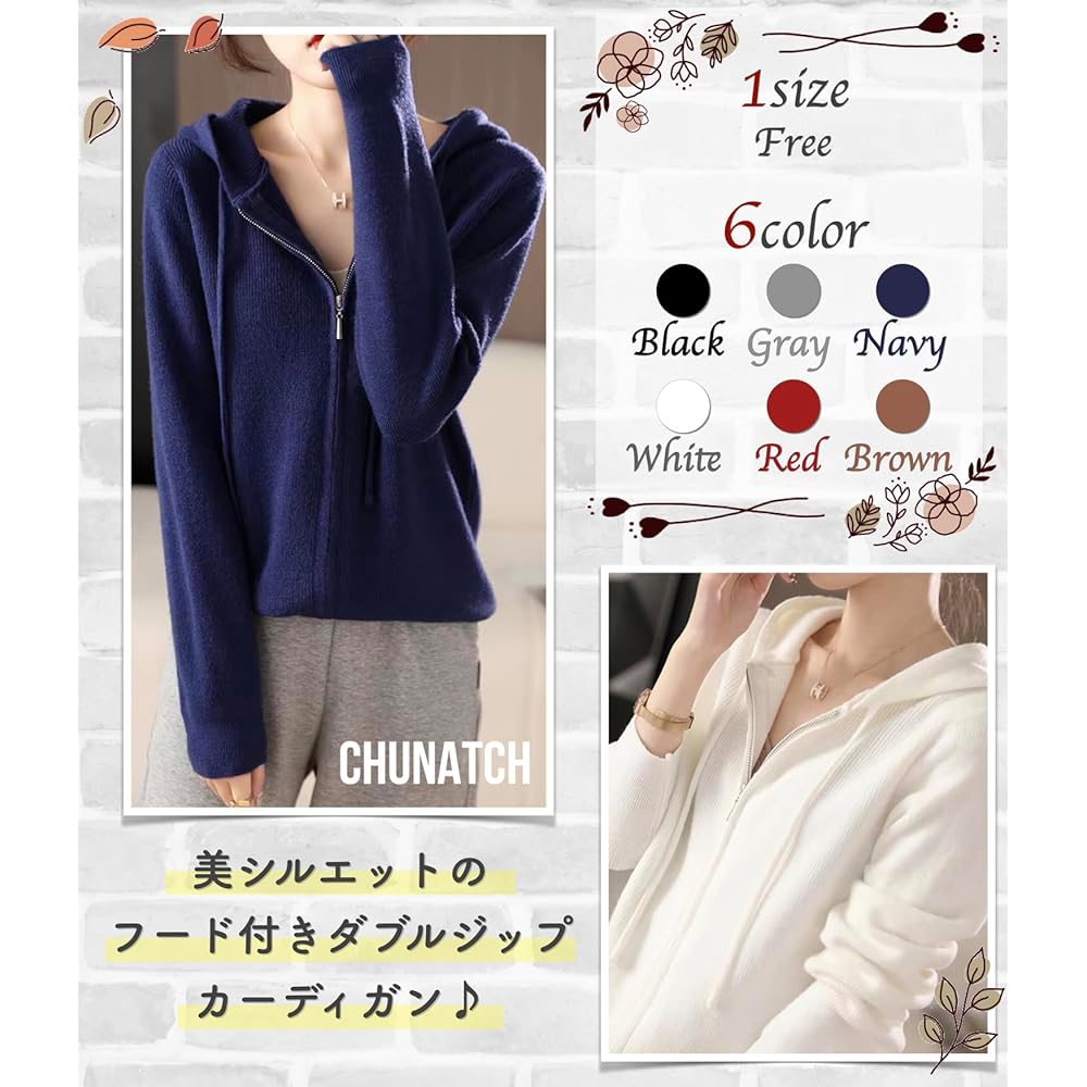 [Cunatch] Women's Parka Knit Zip Up Double Zip Cover Light Outerwear Autumn/Winter