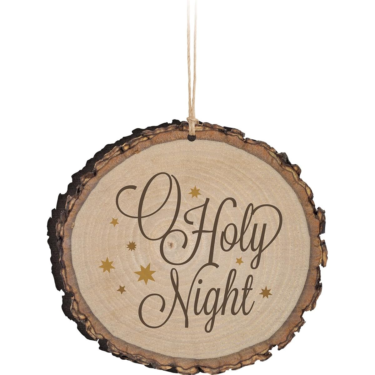 P. Graham Dunn O Holy Night Wooden Tree Bark 4" Christmas Tree Ornament