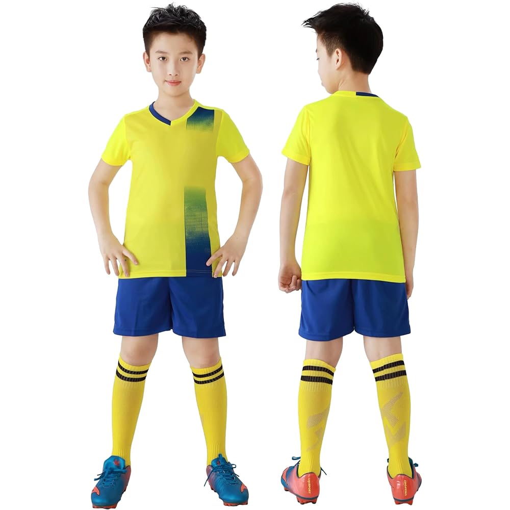 [Hiheart] Kids Soccer Wear Set, Short Sleeves, Shorts, Children, Boys, Junior Soccer Jersey, Training Top and Bottom Set, 2 Pieces, Summer, 120cm~180cm