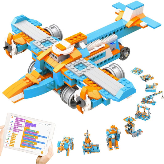 Apitor Robot Building Toy for Kids, 10 in 1 Programmable Remote Control Robot with Powerful Motors & LED Lights, STEM Toys, Coding Toys for Kids, Robot Toys for Kids, Kids Gifts for Boys and Girls, Ages 7+