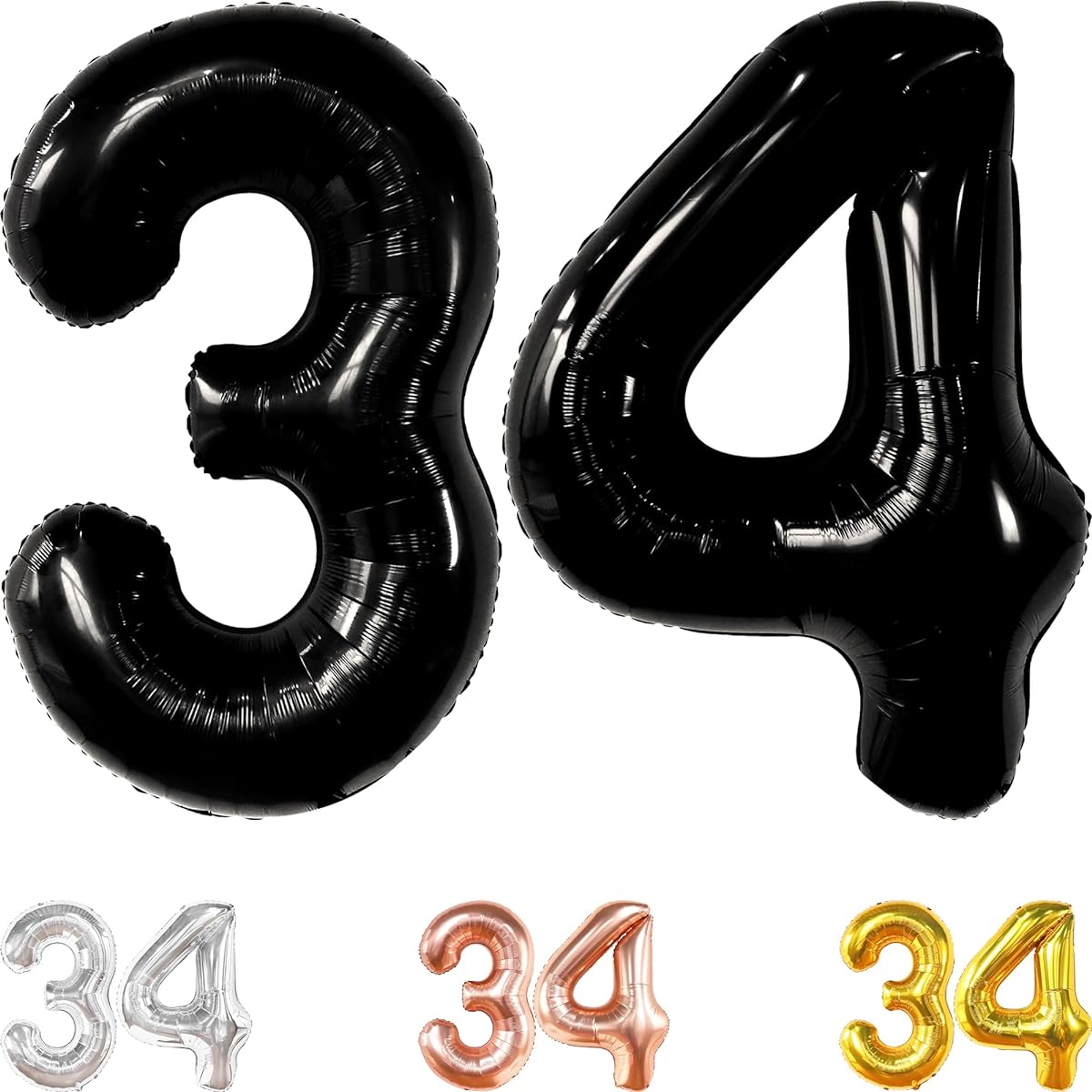 Black Number 34 Foil Balloon