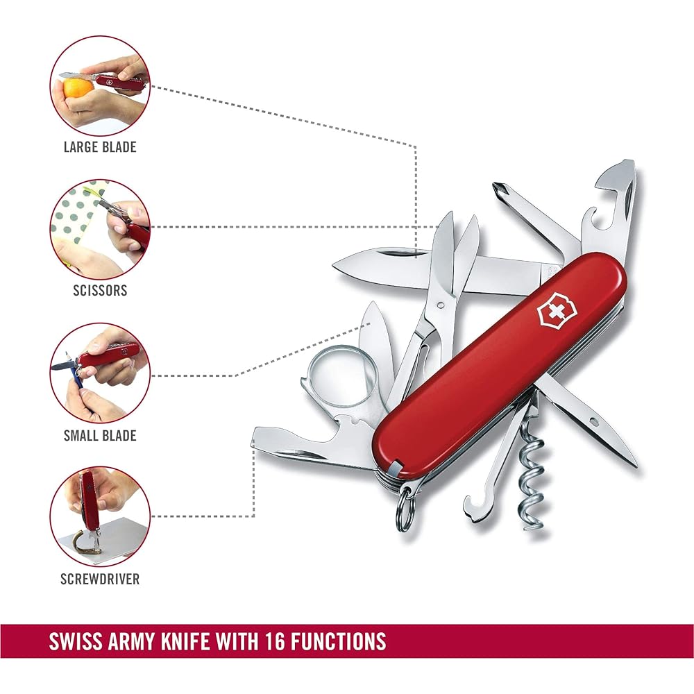VICTORINOX Explorer Multifunctional Knife Trekking Hiking Loupe with Phillips screwdriver Swiss made multi-tool with 16 functions [Domestic genuine product with warranty] 1.6703