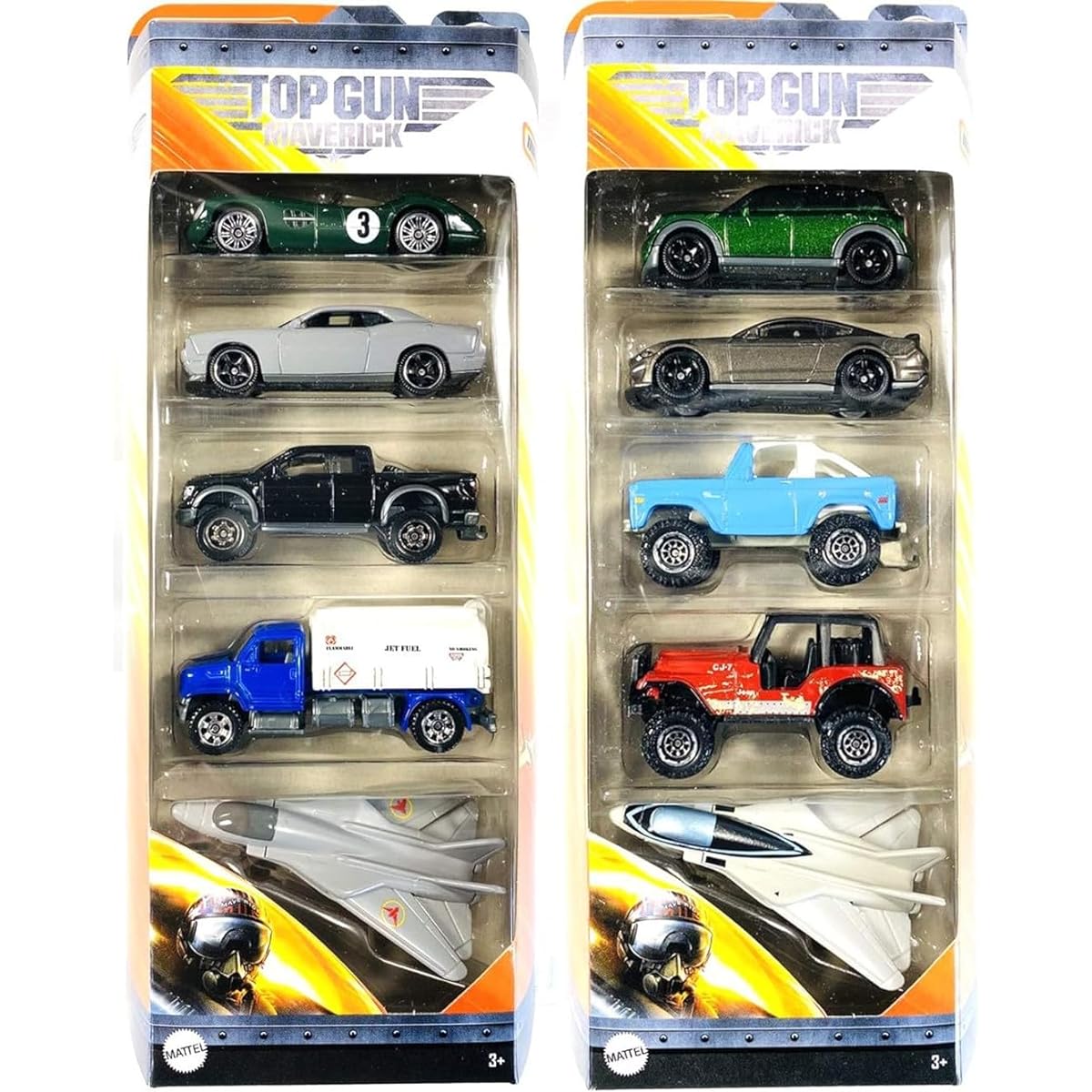Maverick Top Gun Jetwing Car Collection / Jeep Mustang Vehicle 5-Pack + Petrol Truck & Legacy Aston Martin Rides