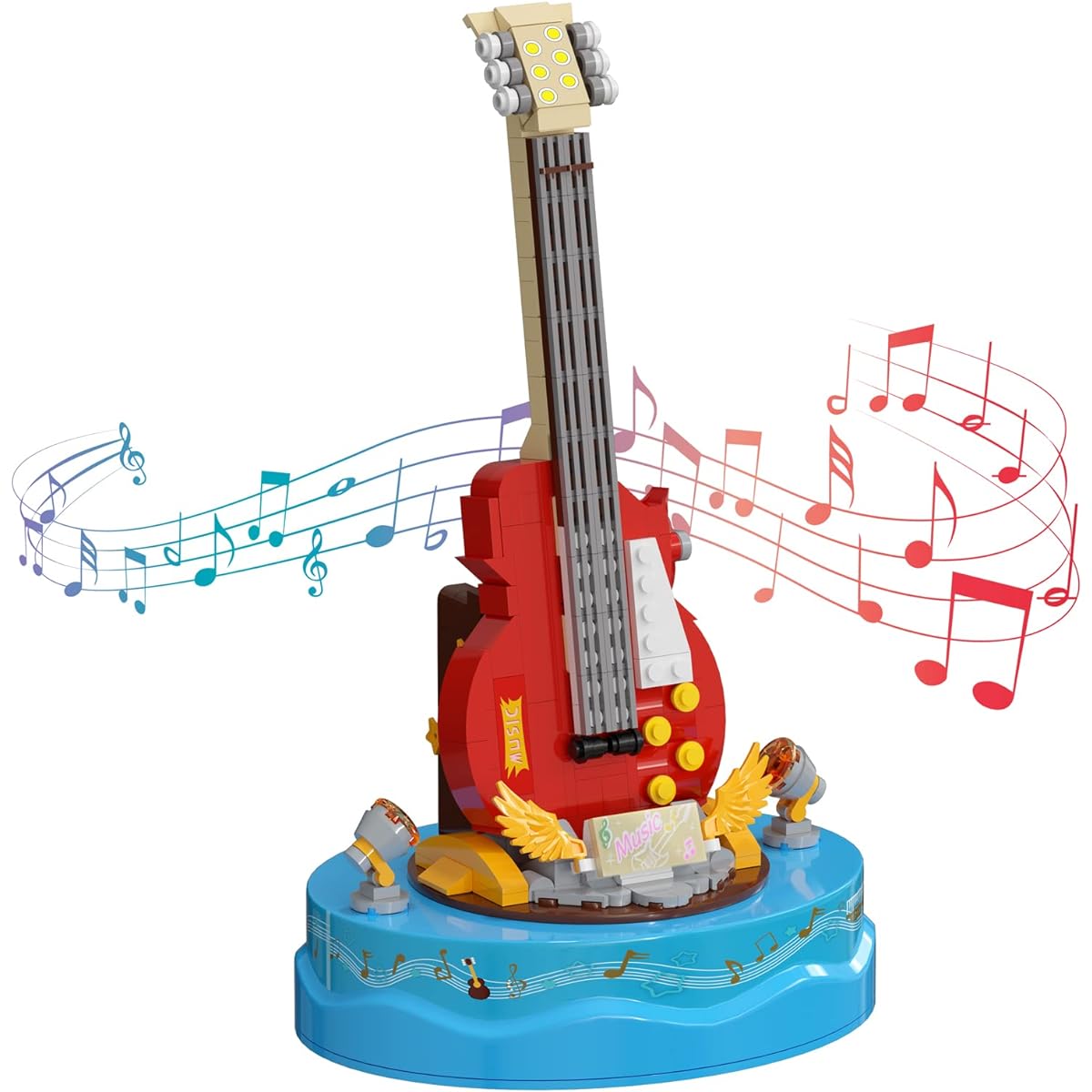 Guitar Model Building Set, Guitar Musical Instrument with Music Box, Building Creative Toy, Great Gift for Music Lovers and Kids Ages 6+ 2023 (308 Pieces)