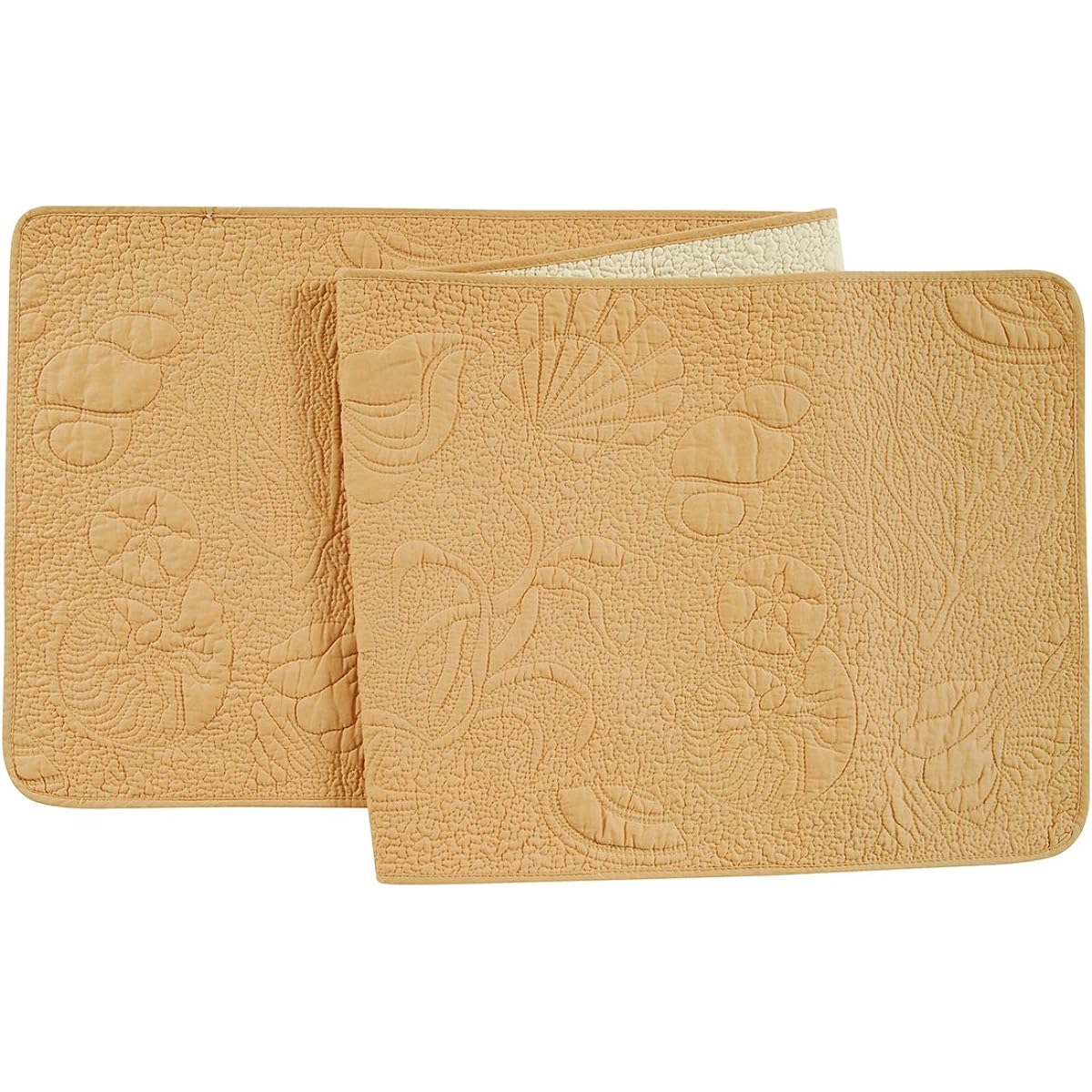 C&F Home Shell Taupe Cotton Quilt Reversible Table Cotton Machine Washable Runner 14x51 Runner Taupe