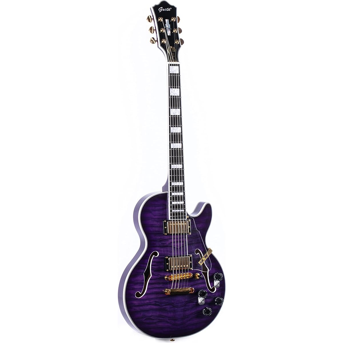 Grote LPF-001 Semi-Hollow Body Electric Guitar Coil Splitting with Gig Bag (Purple)