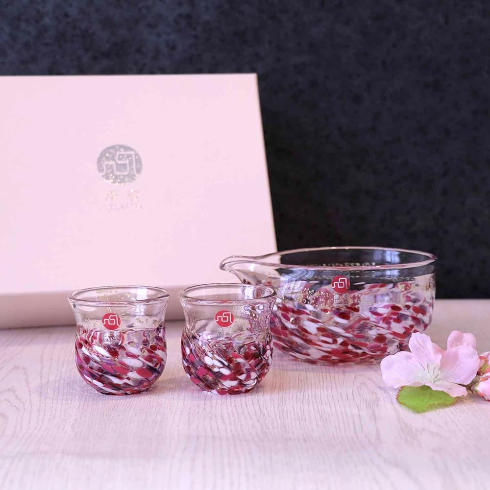 Adelia Sake Set Tsugaru Vidro Hana Utsushi Hana Raft Sake Set Made in Japan FS-71552
