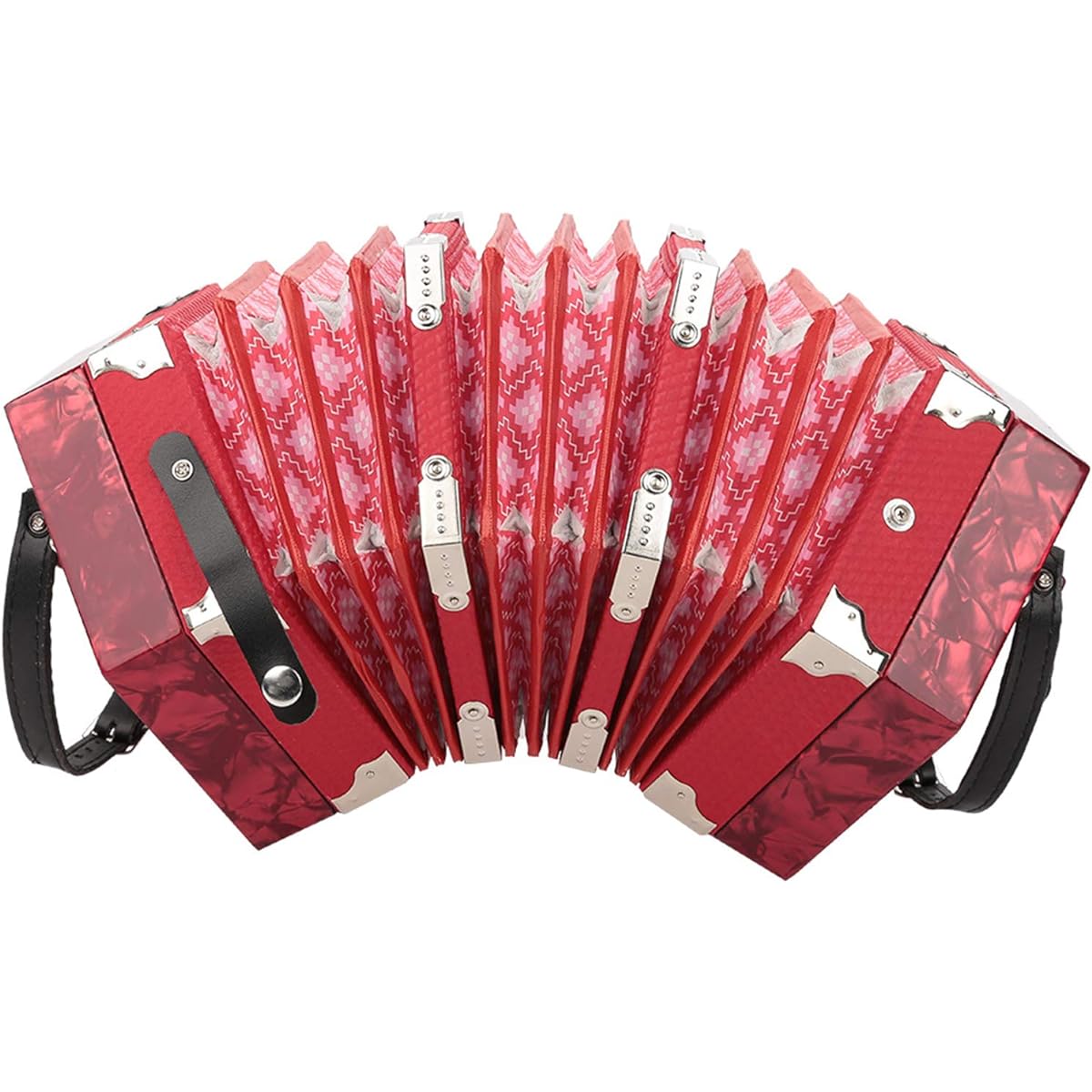 UPQRSG Adult 20 Button Accordion, Professional Accordion, Portable Professional Musical Instrument Supplies for Adults, Musical Instrument Accessories with Carrying Bag (Red)
