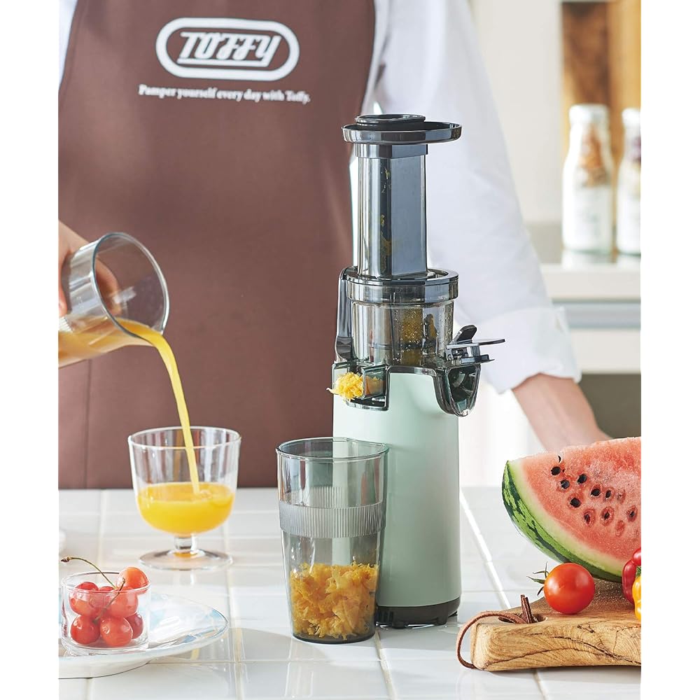 [Toffy] Mini slow juicer K-BD4 (Pale Aqua) Small Compact Fruit Vegetables Vitamins Health Habits Keep Freshness Fresh Juice Retro K-BD4-PA