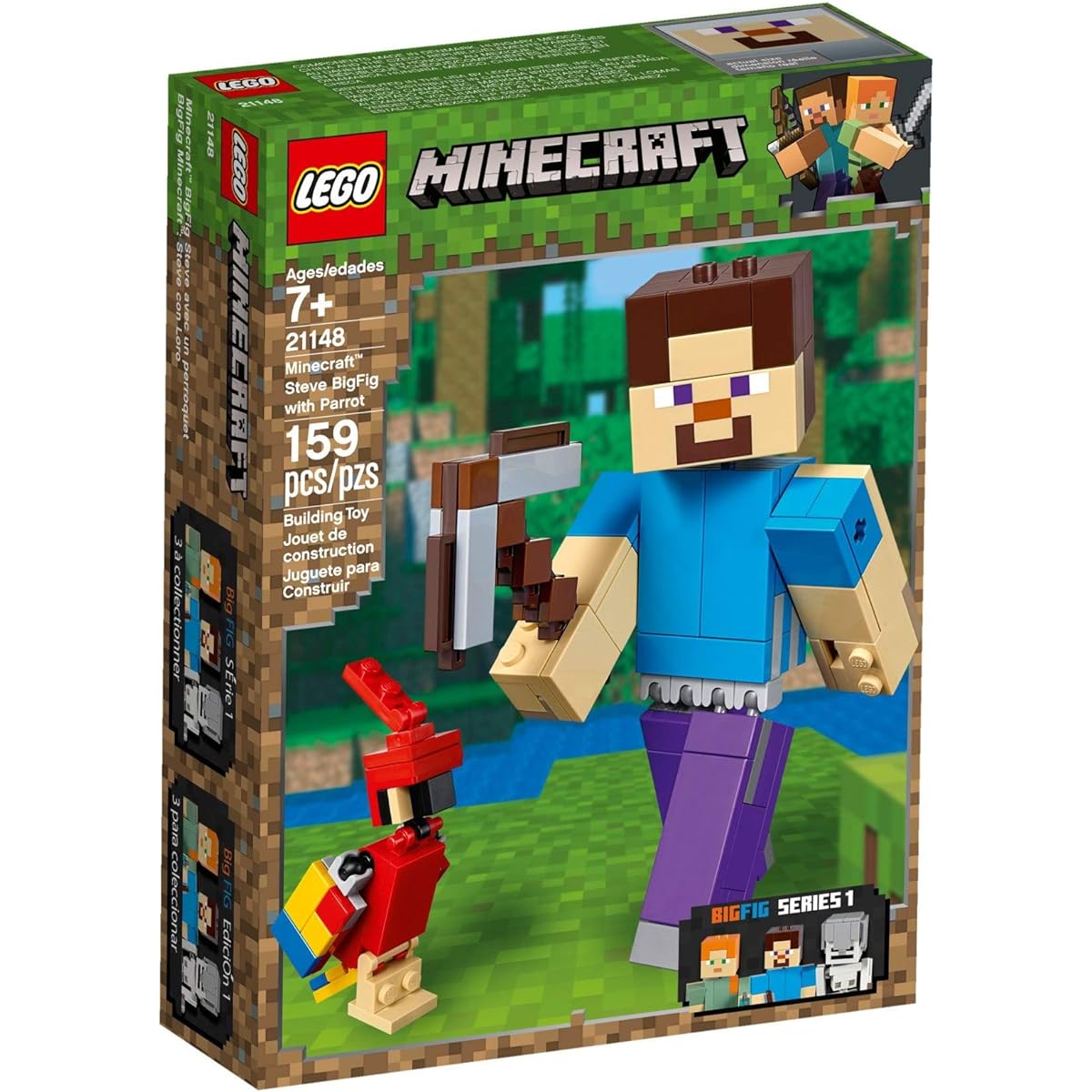 LEGO Minecraft Minecraft Big Fig Steve and Parrot 21148 Blocks Toys for Boys