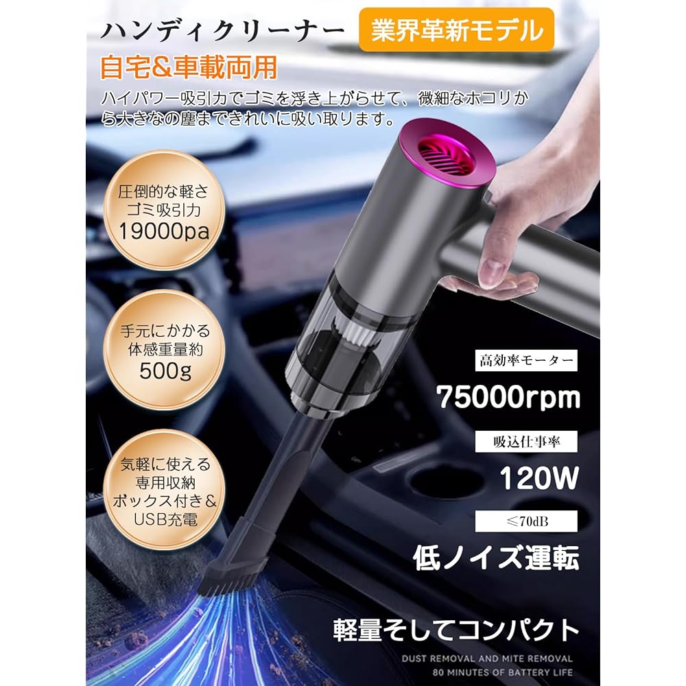 2024 & Super Strong Motor, Handy Cleaner, Multi-functional Mini Vacuum Cleaner, Cordless Car Cleaner (Silver)