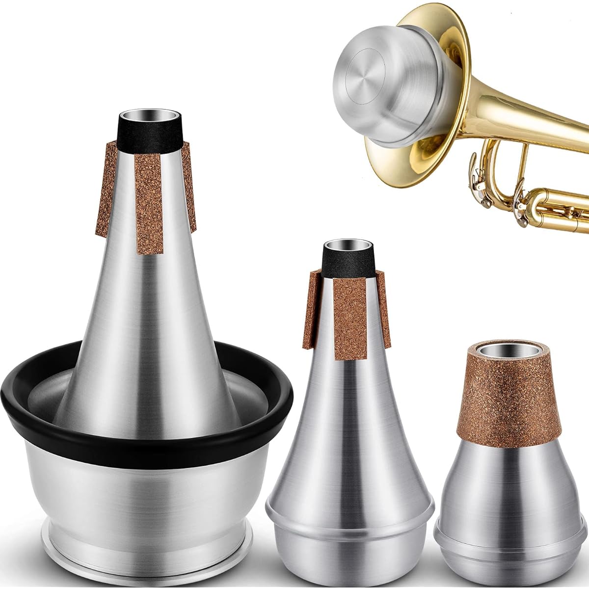 Trumpet Mute Set of 3 Small Practice Mute Trumpet Mute Silencer Cup Trumpet Mute All Aluminum Trumpet Mute Beginner Student Jazz Classical Stage Performance Practice