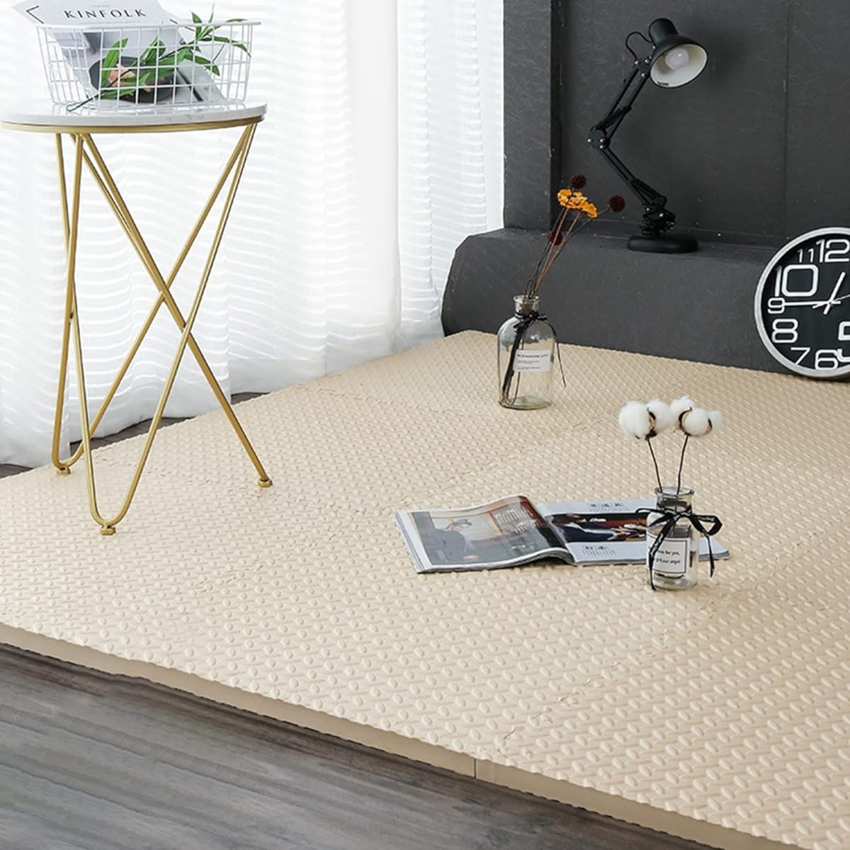 Joint mat, 3 tatami mats, large size, 60cm, 30cm, 30*30*2.5cm*24, EVA, soundproof, scratch-resistant, easy to clean, heat-retaining, water-resistant, lightweight, joint mat, baby, color, play mat, puzzle mat, cushion mat, gray, telework, at home