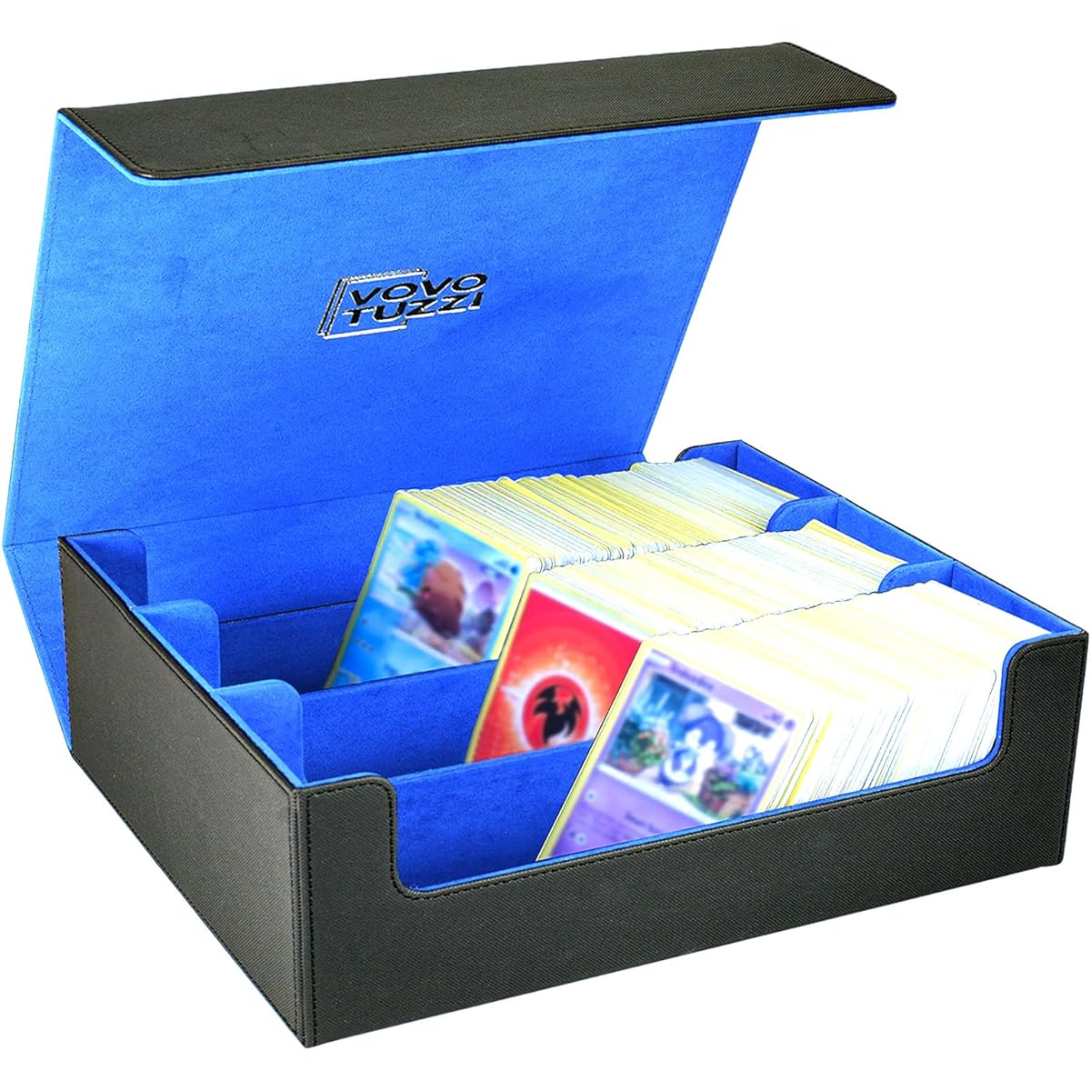 Card Storage Box for Trading Cards 1800+ PU Leather Card Deck Case Magnetic Closure Collector Card Holder Organizer for MTG/YuGiOh/BCW/TCG/Sports Cards (Blue)