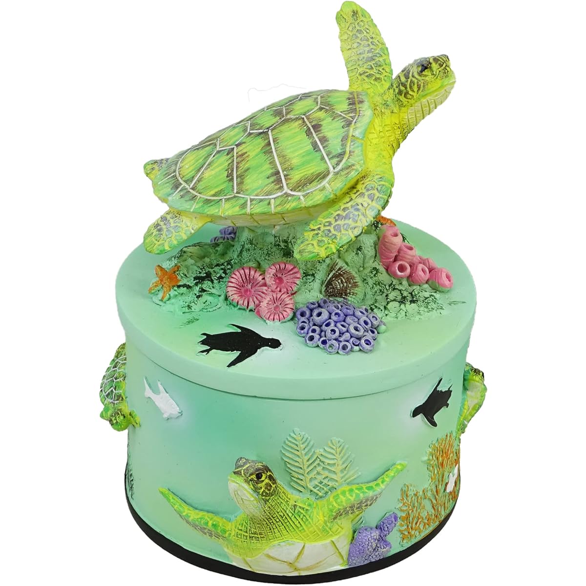 NA SEAKINGDOM YHH Decorative Deep Sea Turtle Treasure Trinket Box. Wild Sea Life Green Seattle Jewelry Box Figurine. Seattle table decoration in resin green. (green)
