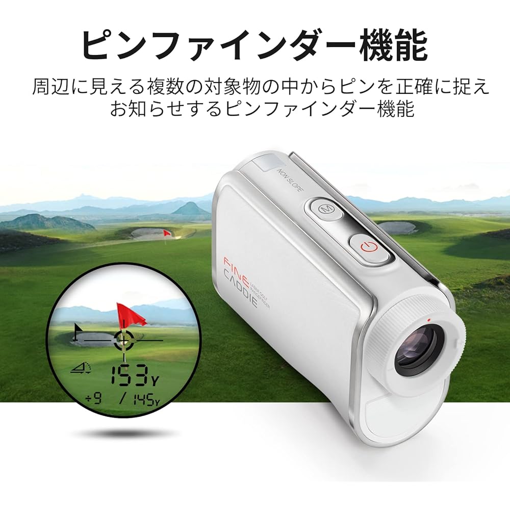 [Official] FineCaddie J300 Golf Laser Distance Meter 1,093yd Rechargeable 6x Optical Telephoto Height Difference Measurement Slope Mode ON/OFF PU Leather IPX4 Waterproof Ultra Lightweight with Case Laser Class 1 Premium Compact Distance Meter Distance Me