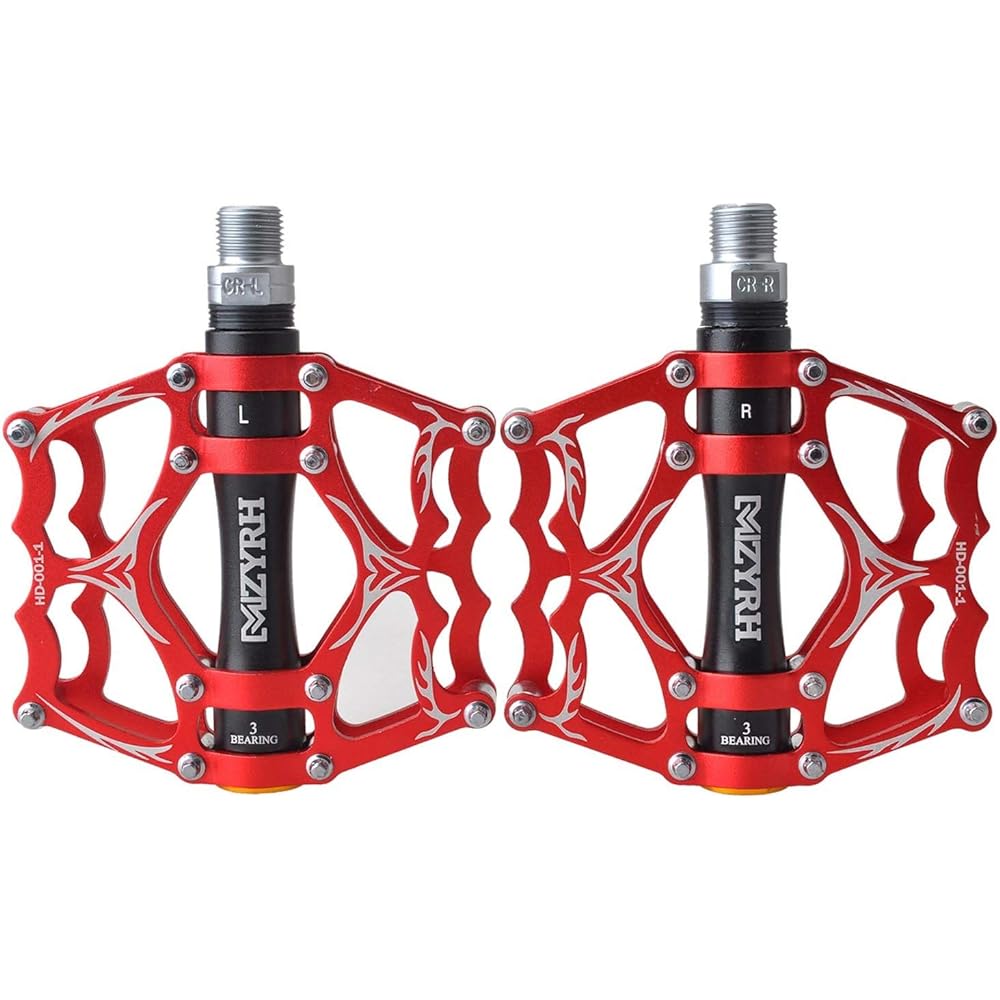[Jpfashioning] Bicycle Pedals, Cross Bike Pedals, Double-sided Pedal, Ultra Lightweight, Aluminum Alloy, Flat Pedals, 3 Bearings, Non-slip Nails, Durable MTB Road Bike Set of 2