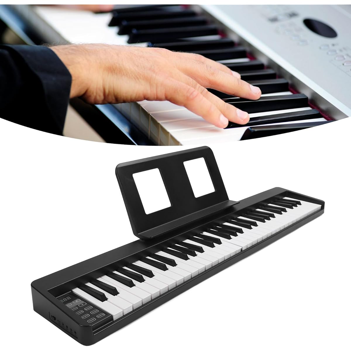 Rechargeable folding piano, 61 keys (black)