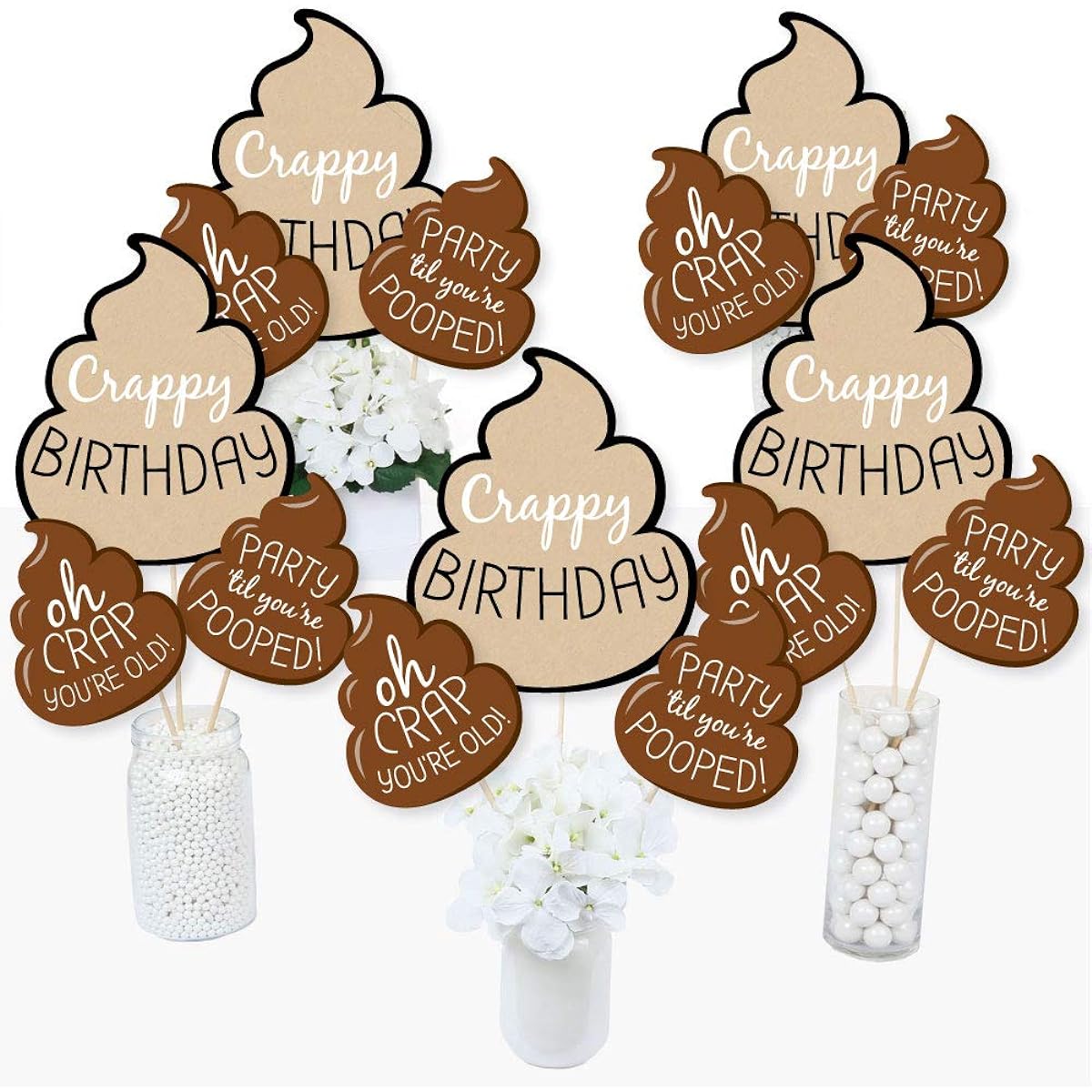 Grandma, grandma. - Poop Birthday Party Centerpiece Sticks - Table Toppers - Set of 15