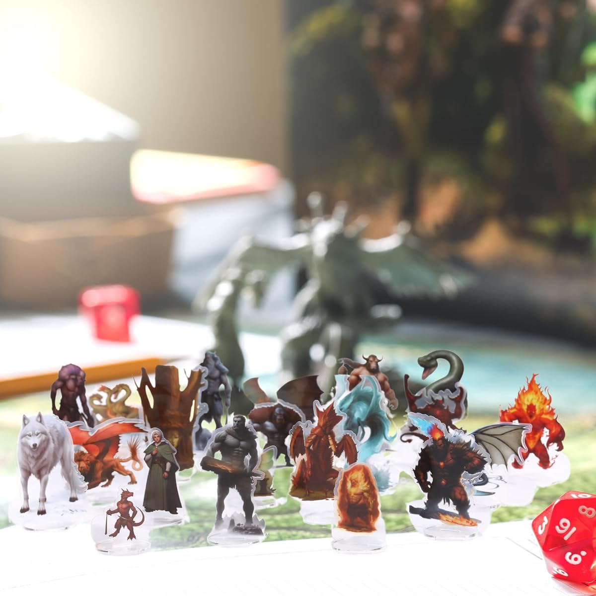 MEEFYLION DND Flat Miniatures: Dungeons and Dragons Starter Bundle 170 Mini Set 28mm Fantasy Art Minis for D&D 5E Pathfinder Plastic Figures TTRPG Tabletop RPG Game Accessories Gifts for DM