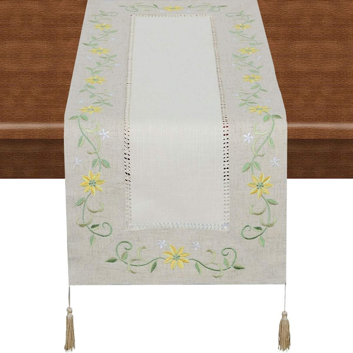 Handmade Hemstitch Natural Rectangle Table Runner 15*42 inch Gray