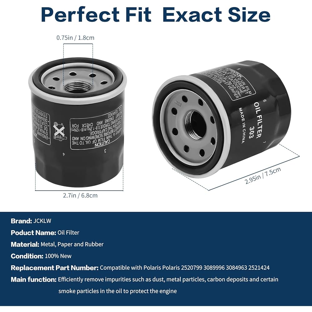 JCKLW Oil Filter 2520799 3084963 for Polaris Sportsman 500 450 400 335 Ranger 400 500 Trail Boss 330 Trailblazer 330 Scrambler 500 Magnum 325 330 425 500 Xplor ER 400 500 Xpedition 325 425