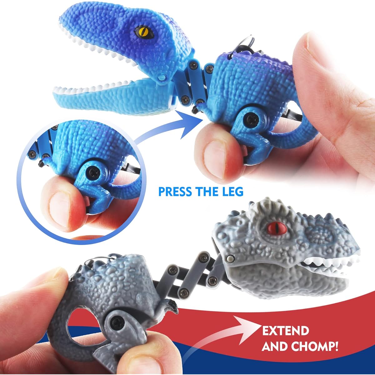 DINOBROS Easter Eggs with Dinosaur Toys Inside, Plastic Surprise Egg Toys Filled with Dino Chomper Keychains Party Favor Deco