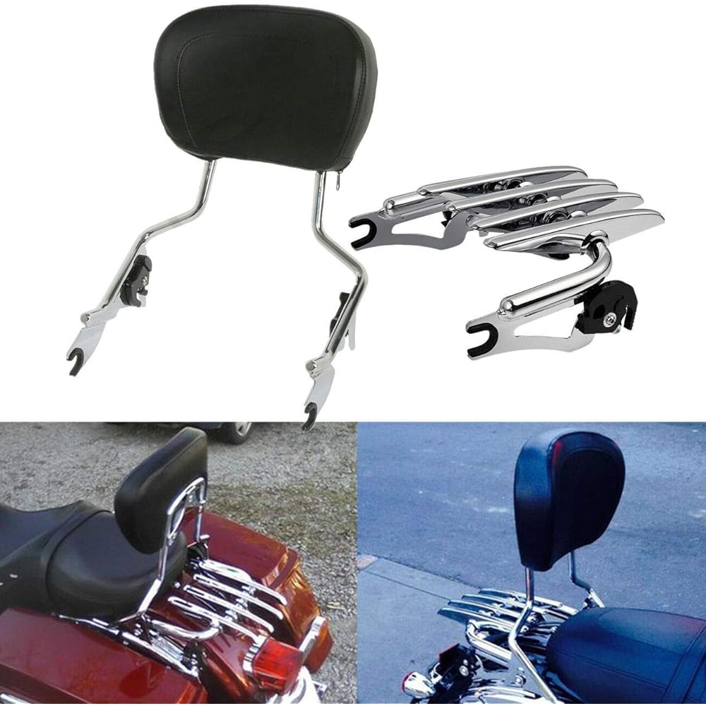 SLMOTO Detachable Backrest Sissy Bar + Detachable Stealth Luggage Rack for Harley-Davidson Touring Models 2009-2023