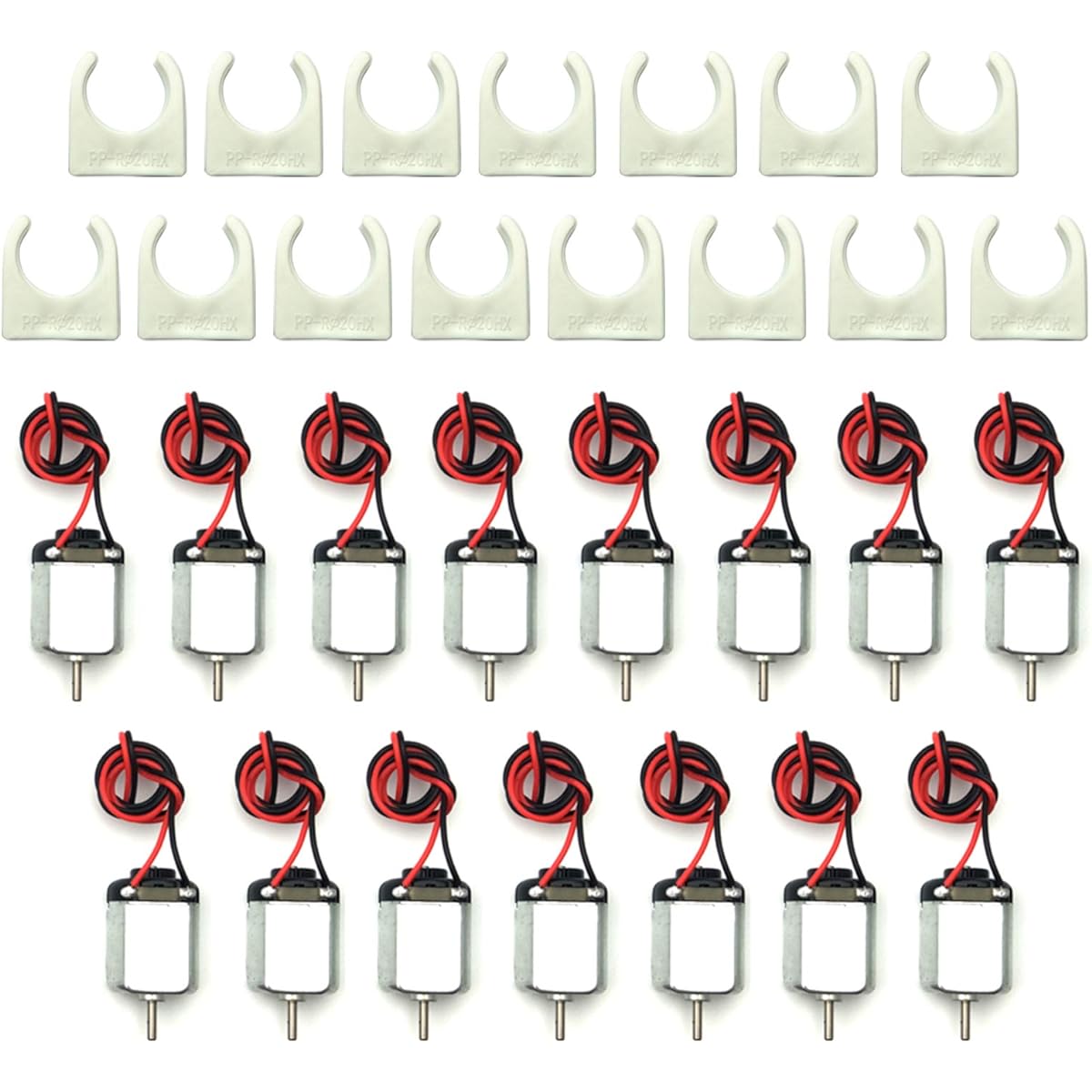 EUDAX DIY 15pcs Rectangular DC Motor Small Electric 1.5-3v 24000rpm with Motor Mounting Bracket Holder and 9.8" Lead Wire for Toys