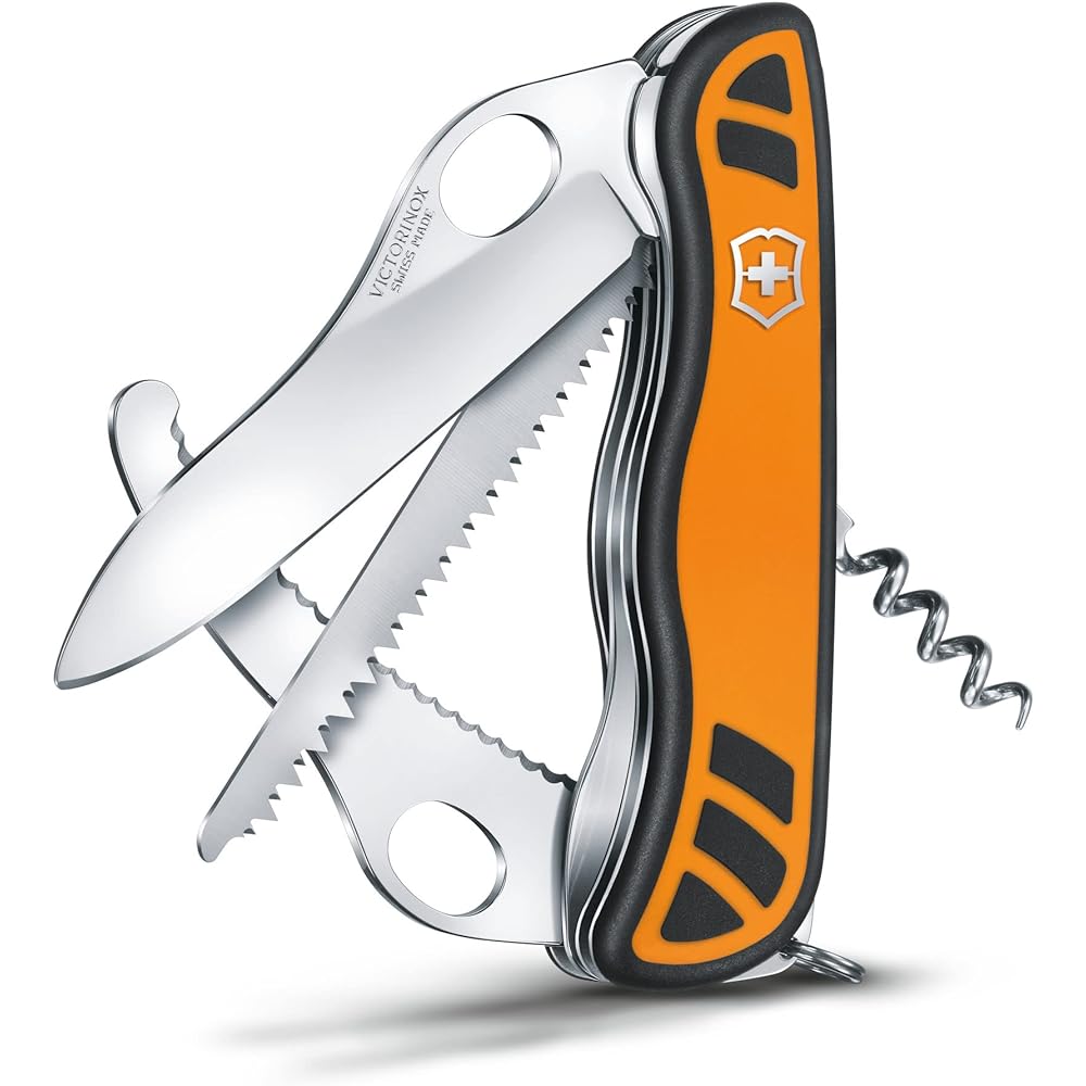 VICTORINOX Hunting XT Grip Orange/Black Swiss Army Knife Multifunctional Knife Outdoor Camping Gutting Blade with Saw Swiss Made Multi-Tool Jutoku Knife with 6 Functions [Domestic Genuine Product] 0.8341.MC9