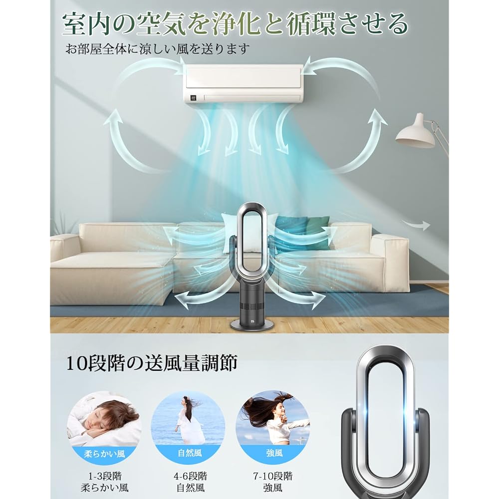 Tower Fan (2024 Newest Air Conditioning / Cooling / Cooling / Electric Fan Heater, No Blades, For All Years, Hot & Cool, Dressing Room Heater, 2 Seconds Heater, Energy Saving, Hot Air, Air