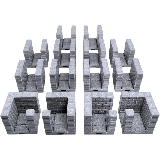 Rock Dungeon Tiles - Corridors, Paintable 3D Printed Tabletop Role Playing Game Terrain Scenery for 28mm Miniatures