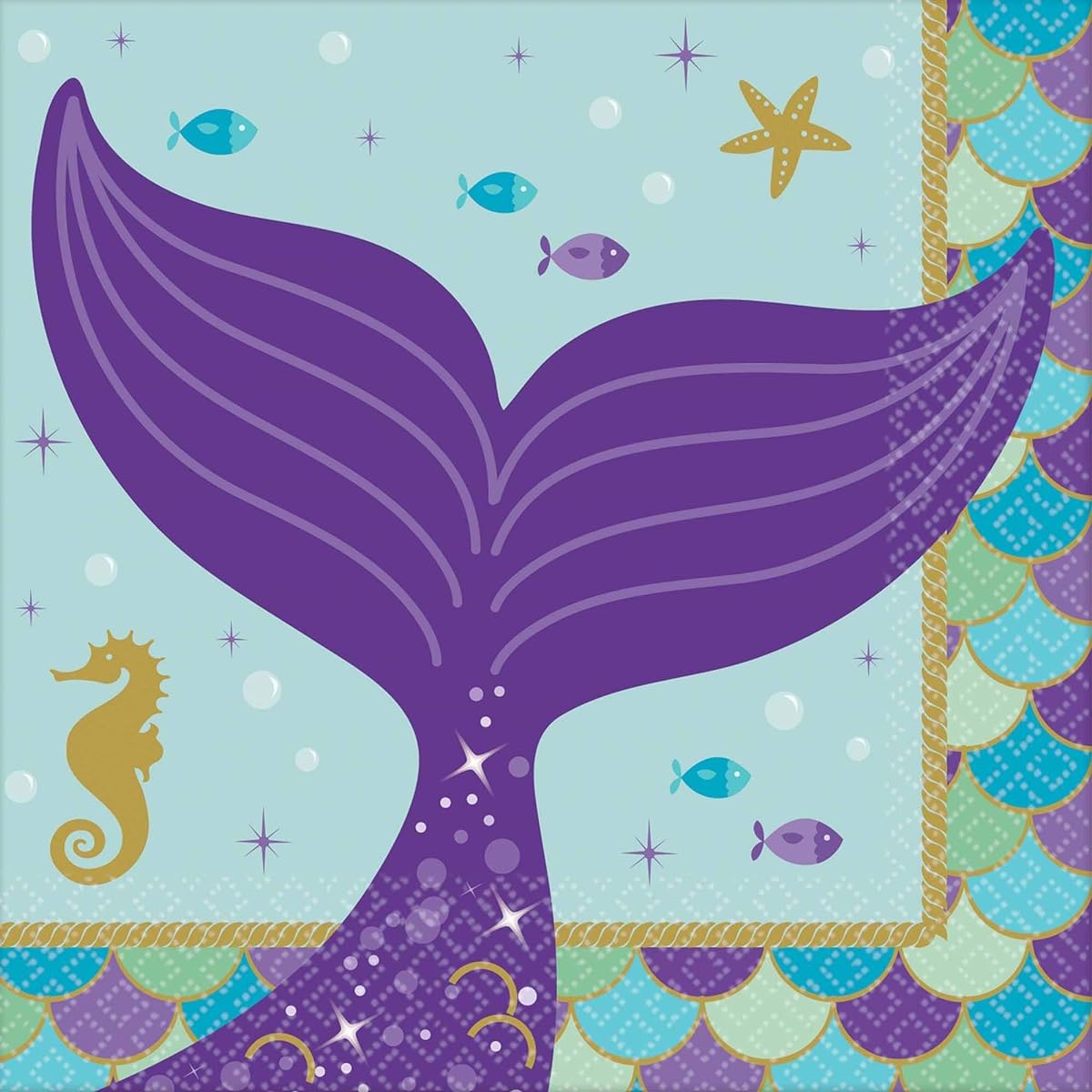 Mermaid Wishes Drink Napkins, 16 Count