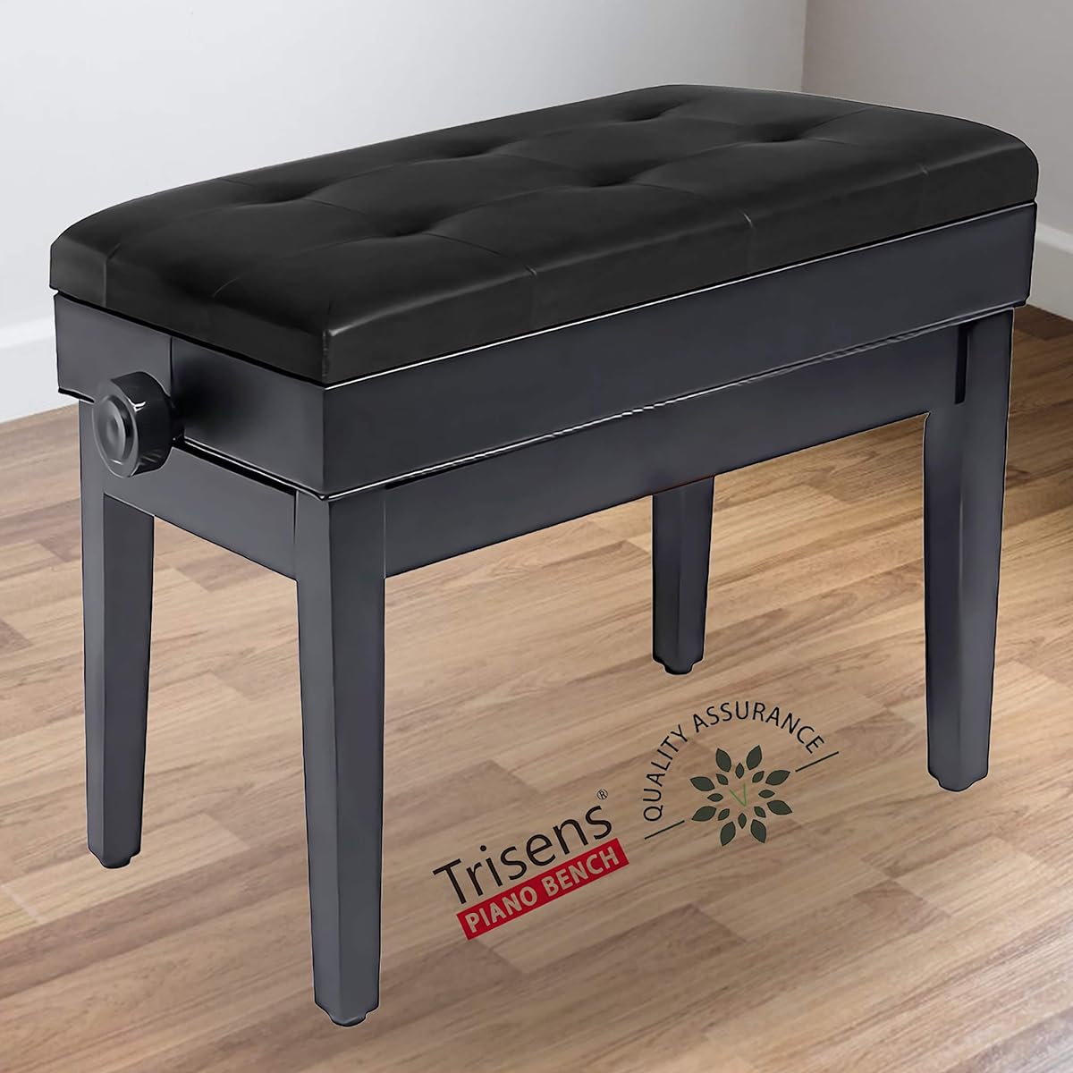 Adjustable Piano Bench Wooden Piano Stool with Music Storage & Adjustable Height - PU Leather and Solid Wood (with Music Storage)
