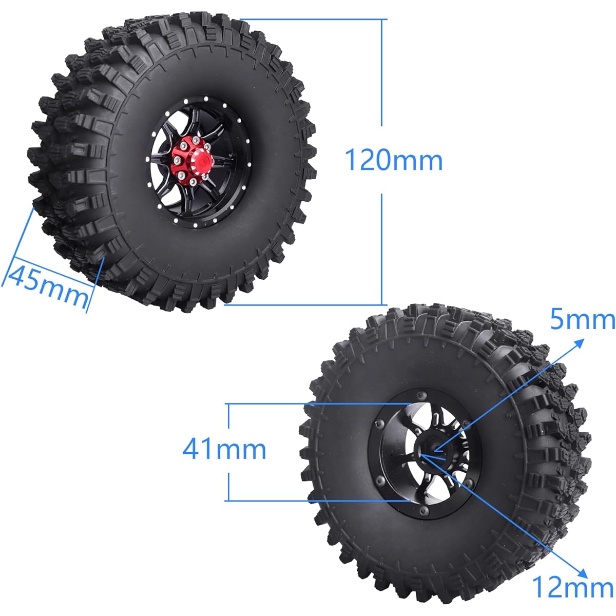 CrazyHobby RC 1.9 Tires and Beadlock Wheels 4pcs for Traxxas TRX4 Axial SCX10 II III RR10 Wraith 1/10 RC Crawler Car Truck