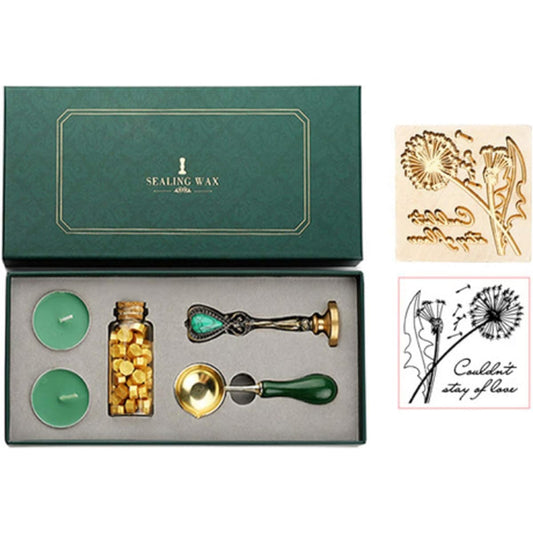 RoseFlower Retro Vintage Wax Seal Stamp Kit, Removable Brass Sealing Stamp Head, Melting Spoon with Wooden Handle, Mail Decoration, DIY Letter Card Making (027)