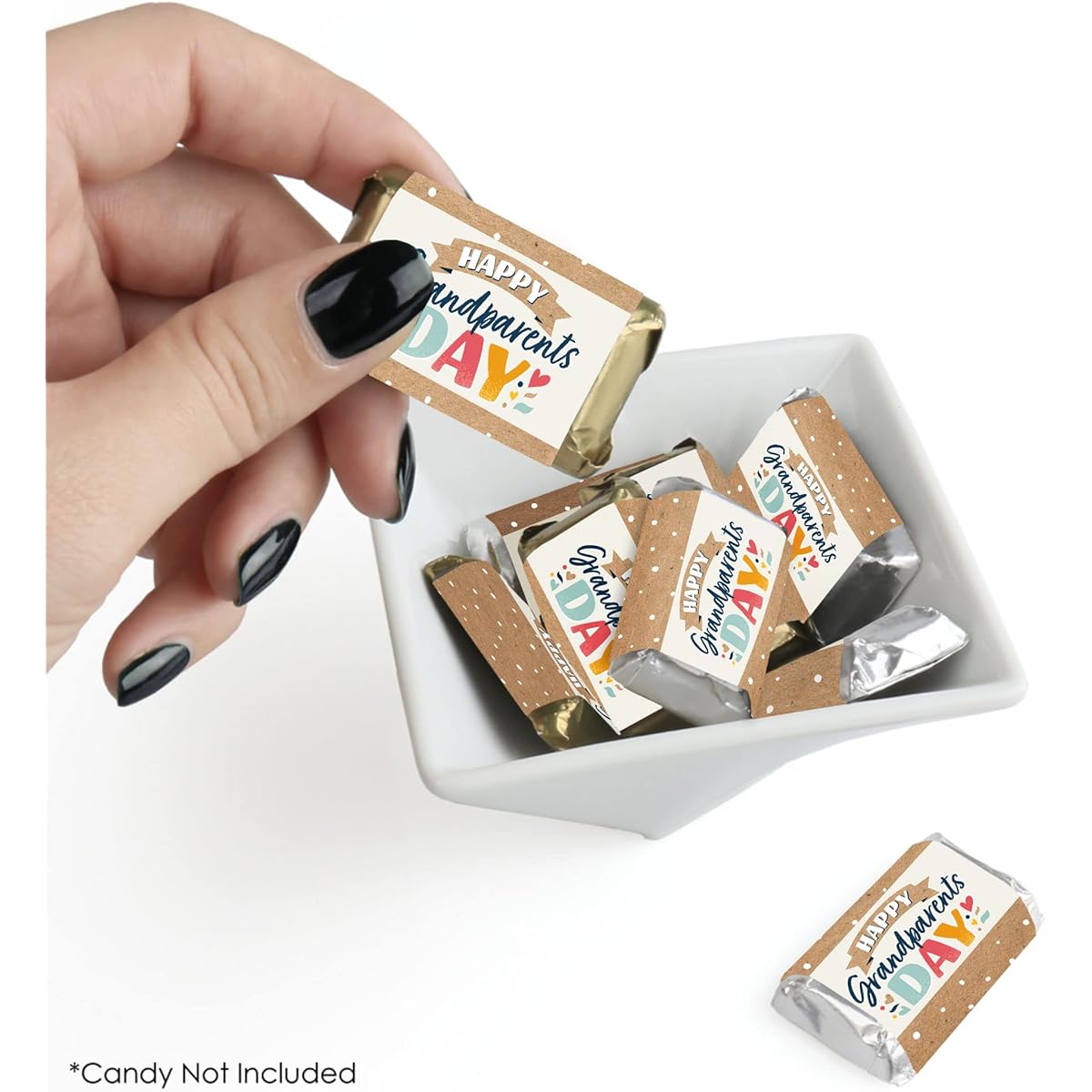 Big Dot of Happiness Happy Grandparents Day - Mini Candy Bar Wrapper Stickers - Grandma and Grandpa Party Small Favors - 40 Pieces