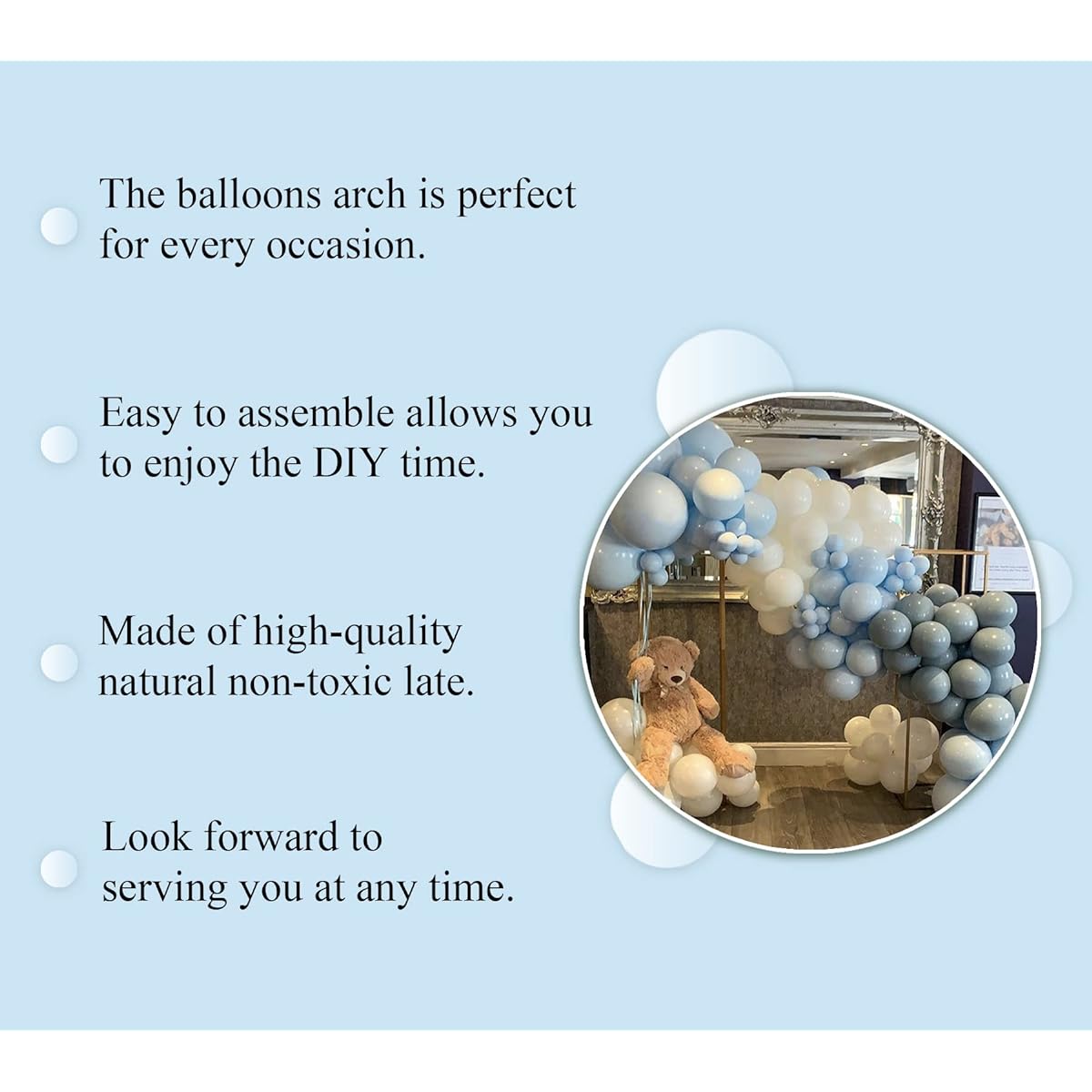 Aooxpok 134pcs Baby Blue Grey and White Balloon Garland Arch Kit for Baby Shower Birthday Ceremony Anniversary Graduation New Year Wedding Party Celebration