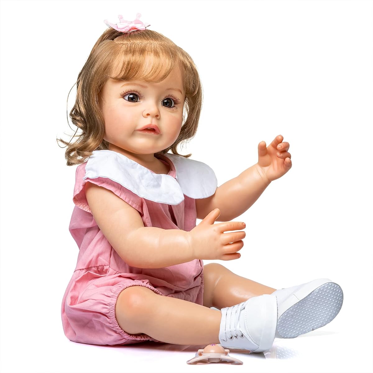 Life Like 22" 55cm Reborn Baby Doll Girl Weighted Full Soft Silicone Vinyl Body Washable Babe Toy Toddler Girl Doll Anatomically Correct Bebe Blond Hair