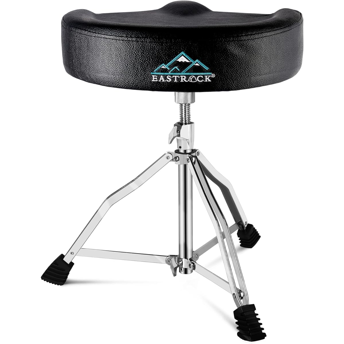 EASTROCK Drum Throne Height Adjustable Drum Stool Rotatable Padded Motorcycle Style Drum Seat Drum Chair with Non-Slip Feet for Drummers Adults