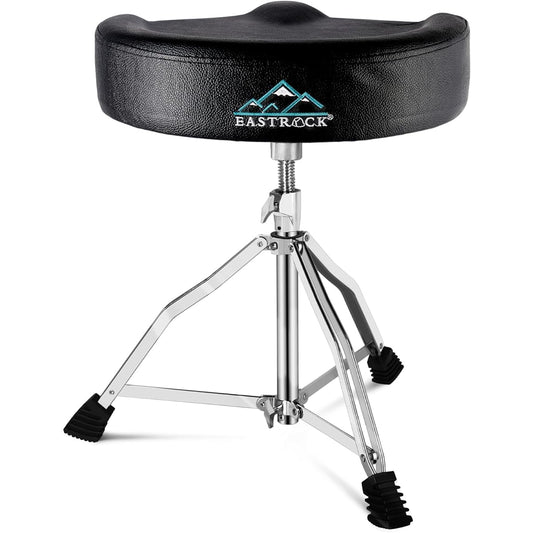 EASTROCK Drum Throne Height Adjustable Drum Stool Rotatable Padded Motorcycle Style Drum Seat Drum Chair with Non-Slip Feet for Drummers Adults