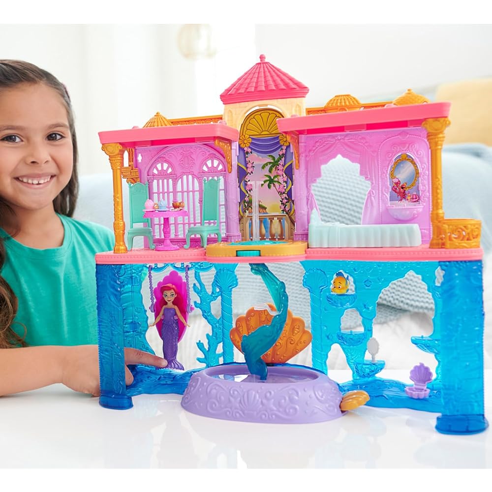 MATTEL Disney/Disney Princess Ariel and Deluxe Oshiro (Kasaneru Oshiro Series! Mini Doll) [Disney 100th Anniversary Celebration] [Dress-up doll/castle] [House and accessories included] [3 years old and up] [Present] HLW95
