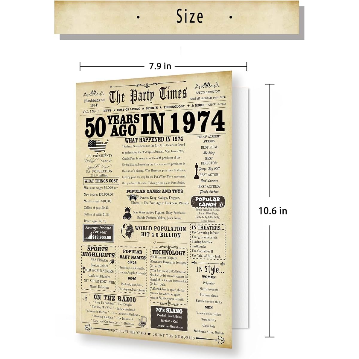 VvOoOvV Jumbo 50th Birthday Card His Hers Retro 50th Birthday Card Fun 50th Birthday Gift for Friends 1974 Birthday Card for Parents Gift for Grandpa