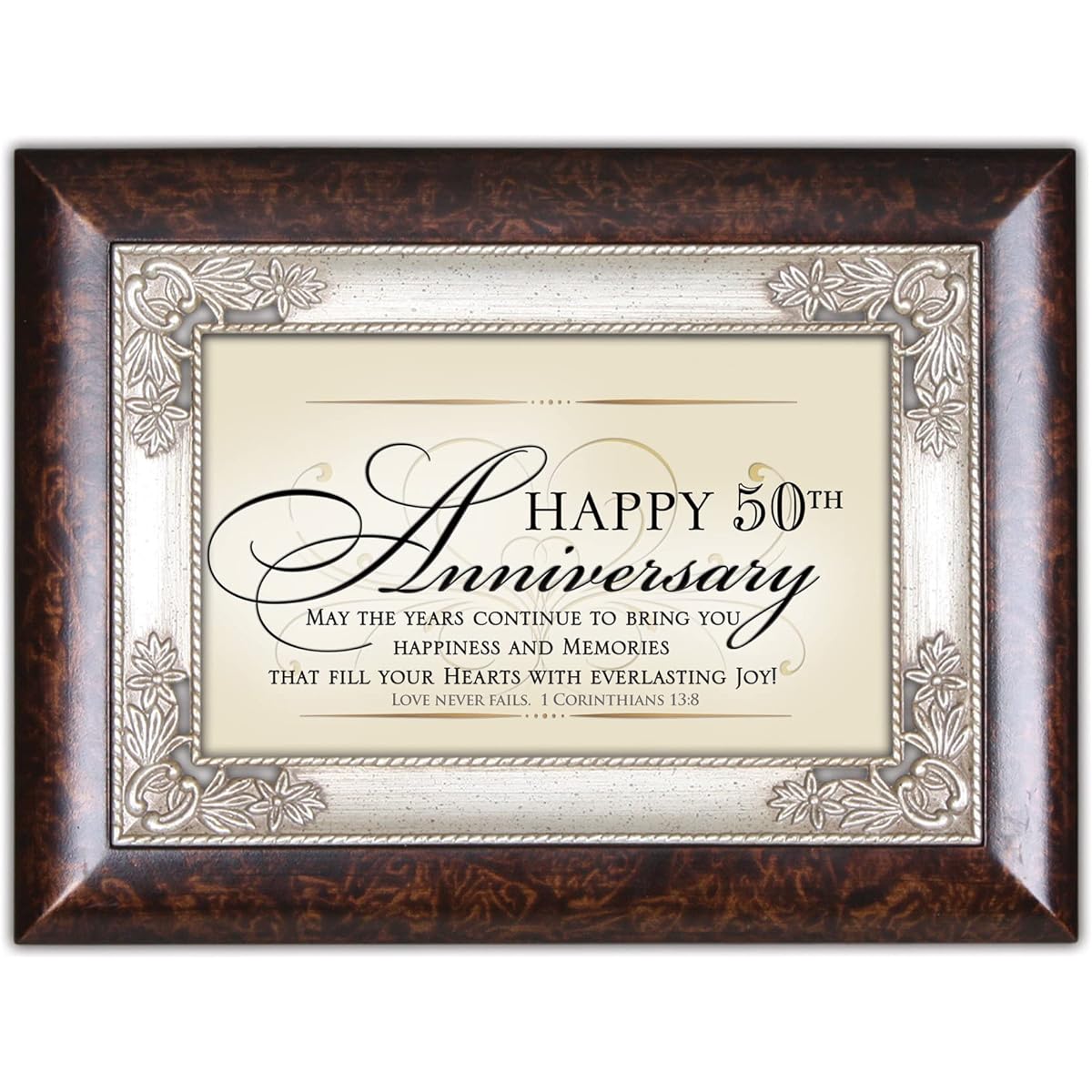 Happy 50th AnniversaryItalian Wood Finish Music Box Plays Song How Great Thou Art