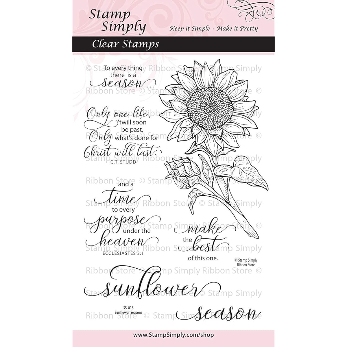 Stamp Simply Clear Stamps Sunflower Seasonal Garden Flower Christian Religious 4x6 inch Sheet - 7 Count