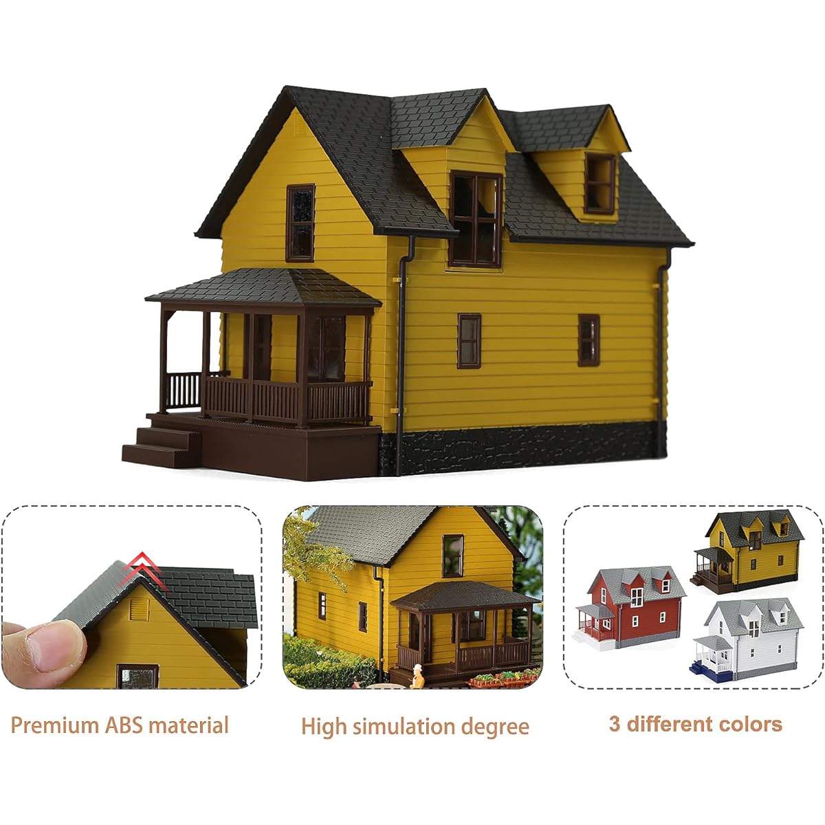 O Scale Model Building 1:50 Residential Modern House Assembled Architecture Railway Model Layout Diorama JZO01 (Yellow)
