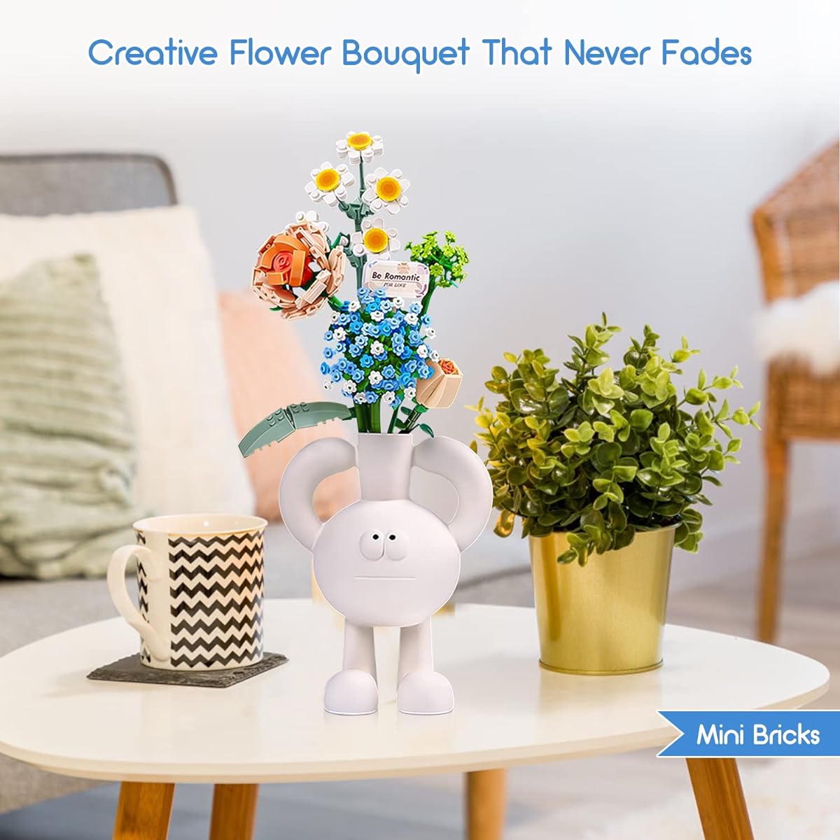 PinkBee Flower Bouquet 2021, Mini Rose Building Blocks Set Artificial Flower Creative Toy Kit 8-12 Birthday Christmas Xmas Gifts for Women Adults Girlfriend Home Desk Table Decor (680 Pieces)