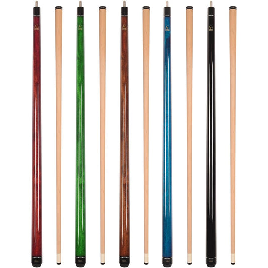 Aska Set of 5 Cue Sticks LECN5 Stained Maple Bat Canadian Hard Rock Maple Shaft 13mm Mixed Color Black Blue Brown Green Red Mixed Weight